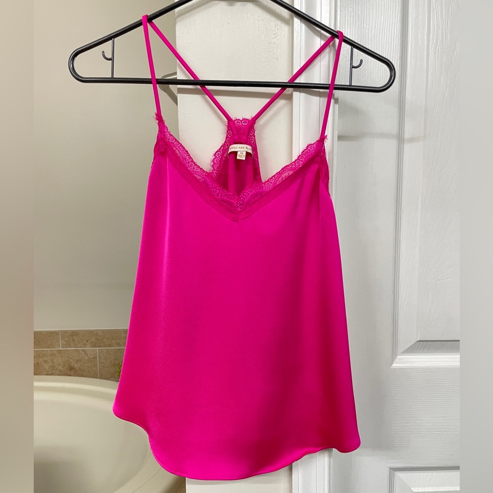 Skies are Blue: XS Racerback Cami Top w/Lace accents (Hot Pink/Fuchsia)